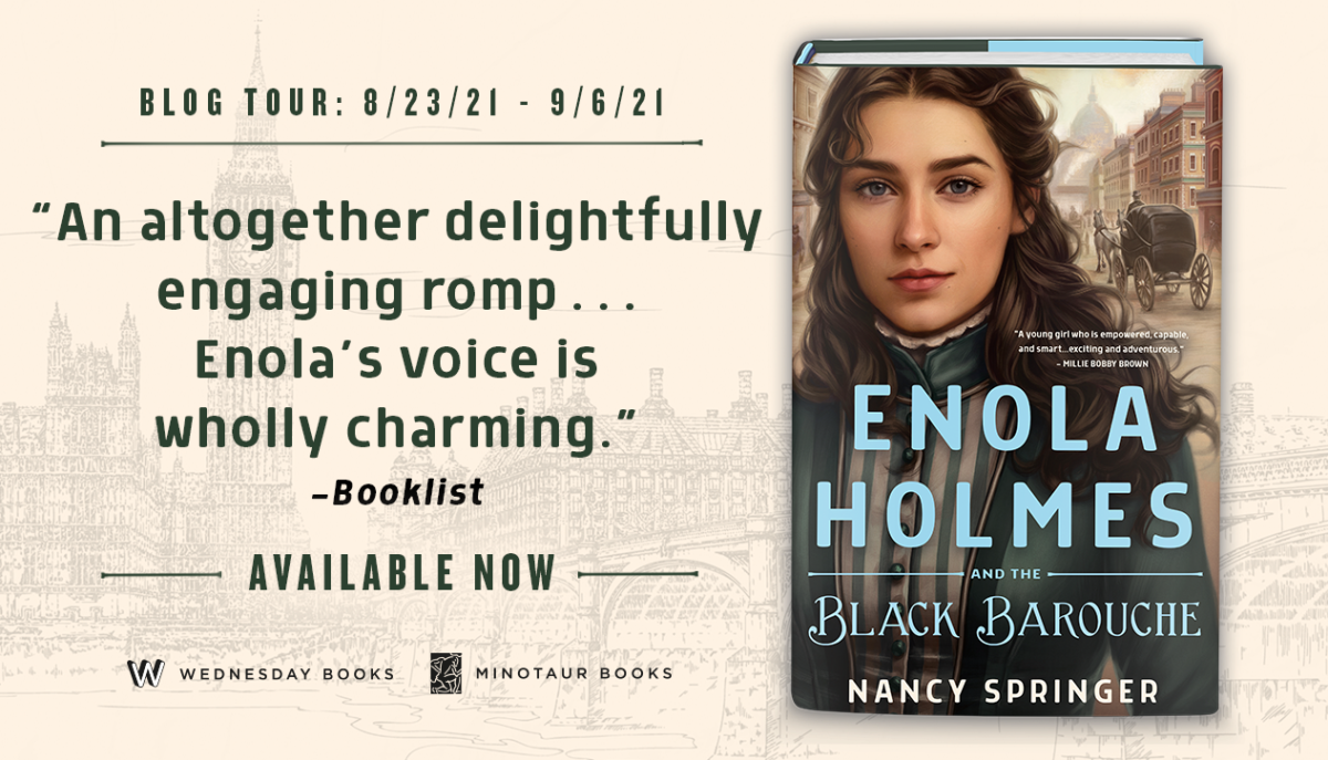 Blog Tour Banner for Enola Holmes and the Black Barouche